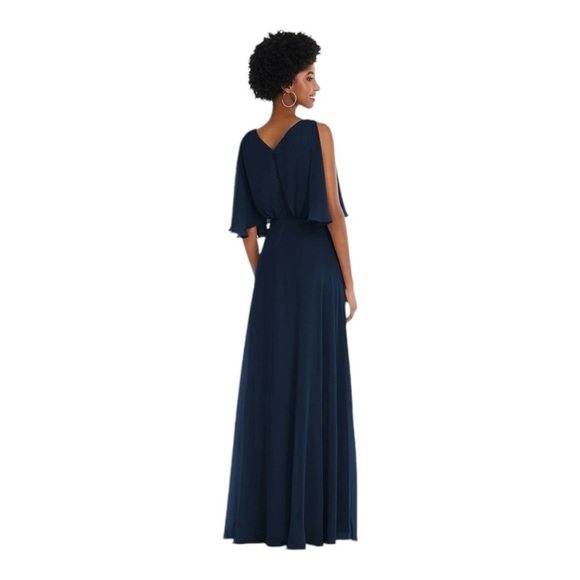 After Six Midnight Blue V-Neck Split Sleeve Blouson Bodice Maxi Dress - 1565  6R - Picture 14 of 14